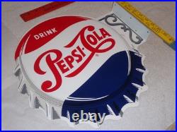 Vintage Drink Pepsi Cola Diecut 14 Metal Soda Pop Gasoline Oil Flange Sign M173