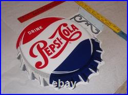 Vintage Drink Pepsi Cola Diecut 14 Metal Soda Pop Gasoline Oil Flange Sign M173