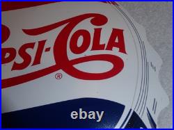 Vintage Drink Pepsi Cola Diecut 14 Metal Soda Pop Gasoline Oil Flange Sign M173