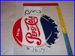 Vintage Drink Pepsi Cola Diecut 14 Metal Soda Pop Gasoline Oil Flange Sign M173