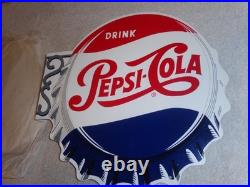 Vintage Drink Pepsi Cola Diecut 14 Metal Soda Pop Gasoline Oil Flange Sign M173
