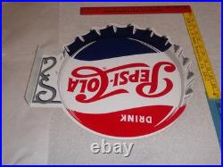 Vintage Drink Pepsi Cola Diecut 14 Metal Soda Pop Gasoline Oil Flange Sign M173