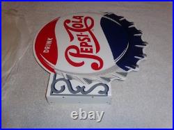 Vintage Drink Pepsi Cola Diecut 14 Metal Soda Pop Gasoline Oil Flange Sign M173