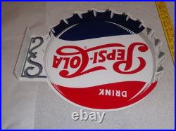 Vintage Drink Pepsi Cola Diecut 14 Metal Soda Pop Gasoline Oil Flange Sign M173