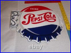 Vintage Drink Pepsi Cola Diecut 14 Metal Soda Pop Gasoline Oil Flange Sign M173