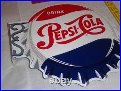 Vintage Drink Pepsi Cola Diecut 14 Metal Soda Pop Gasoline Oil Flange Sign M173