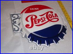 Vintage Drink Pepsi Cola Diecut 14 Metal Soda Pop Gasoline Oil Flange Sign M173