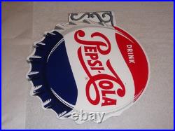 Vintage Drink Pepsi Cola Diecut 14 Metal Soda Pop Gasoline Oil Flange Sign M173