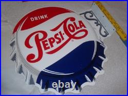 Vintage Drink Pepsi Cola Diecut 14 Metal Soda Pop Gasoline Oil Flange Sign M173