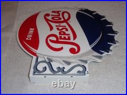 Vintage Drink Pepsi Cola Diecut 14 Metal Soda Pop Gasoline Oil Flange Sign M173