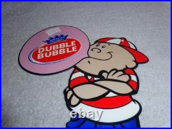 Vintage Dubble Bubble Boy Blowing Fleer Chewing Gum 10 Metal Gasoline Oil Sign
