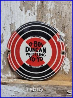 Vintage Duncan Porcelain Sign Rare Old Yo-yo Kids Toy Childs Yoyo D-boy Whistle