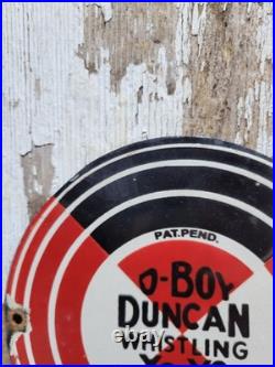 Vintage Duncan Porcelain Sign Rare Old Yo-yo Kids Toy Childs Yoyo D-boy Whistle