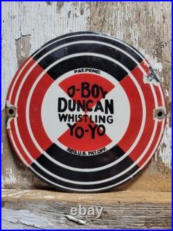Vintage Duncan Porcelain Sign Rare Old Yo-yo Kids Toy Childs Yoyo D-boy Whistle