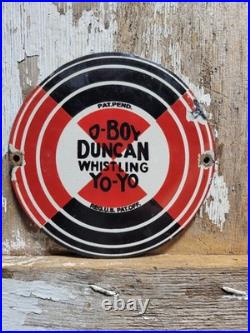 Vintage Duncan Porcelain Sign Rare Old Yo-yo Kids Toy Childs Yoyo D-boy Whistle