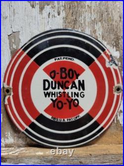 Vintage Duncan Porcelain Sign Rare Old Yo-yo Kids Toy Childs Yoyo D-boy Whistle