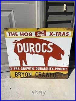 Vintage Durocs Hogs Metal Farm Pigs Sign