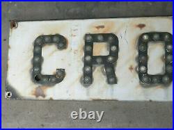 Vintage EARLY Railroad CROSSING 4 ft Metal Sign -Reflective Glass Cat's Eyes