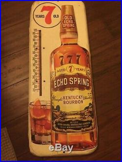 Vintage ECHO SPRINGS KENTUCKY BOURBON Thermometer, Metal Advertising Sign, 26x10
