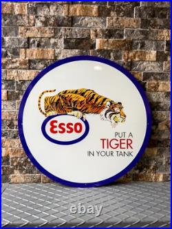 Vintage ESSO Tiger Gas Station 1960s Heavy Metal Sign 19.7 (50cm)