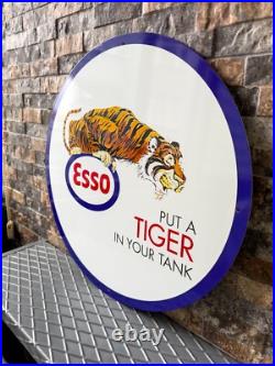 Vintage ESSO Tiger Gas Station 1960s Heavy Metal Sign 19.7 (50cm)