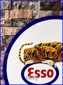 Vintage ESSO Tiger Gas Station 1960s Heavy Metal Sign 19.7 (50cm)