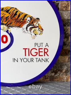 Vintage ESSO Tiger Gas Station 1960s Heavy Metal Sign 19.7 (50cm)