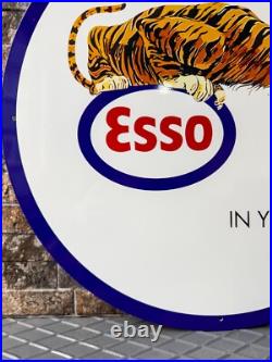 Vintage ESSO Tiger Gas Station 1960s Heavy Metal Sign 19.7 (50cm)
