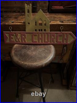 Vintage E & R CHURCH OF CHRIST Metal Advertising SIGN Double Sided Vintage E & R CHURCH OF CHRIST Metal Advertising SIGN Double Sided