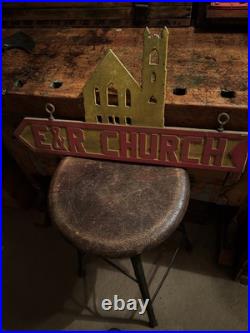Vintage E & R CHURCH OF CHRIST Metal Advertising SIGN Double Sided Vintage E & R CHURCH OF CHRIST Metal Advertising SIGN Double Sided