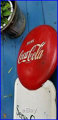 Vintage Early Coca Cola Soda Pop Metal Pilaster Button 6 Pack Sign Coke 55 X 16