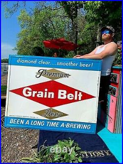 Vintage Early Grain Belt Premium Beer Large Diamond Logo Tin Metal Sign 58X46