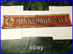 Vintage Early Minnehaha Pale Beer Metal Sign W Indian Minnesota Grain Belt Hamms