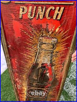 Vintage Early Rare Delaware Punch Soda Pop Metal Vertical Sign 39X13