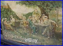 Vintage Early Victorian Lg 36X23 Metal Blatz Beer Sign Bar Man Cave Cabin Decor