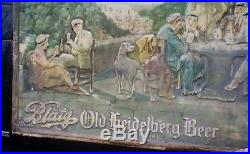 Vintage Early Victorian Lg 36X23 Metal Blatz Beer Sign Bar Man Cave Cabin Decor