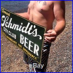 Vintage Early lg 30in Jacob Schmidt City Club Beer Brewery Metal Sign St Paul MN