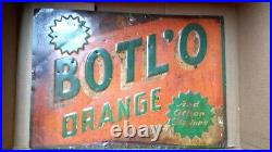 Vintage Embossed Botl'o Orange Drink Metal Tin Sign Soda Cola