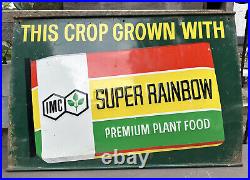 Vintage Embossed Metal Advertising Sign Super Rainbow Plant Food