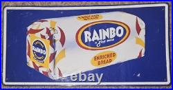 Vintage Embossed Metal RAINBO Bread Sign 27 x 14