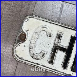 Vintage Embossed Metal Street Road Sign 24 Size Cheery St One Sided White Black