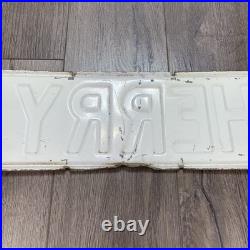 Vintage Embossed Metal Street Road Sign 24 Size Cheery St One Sided White Black