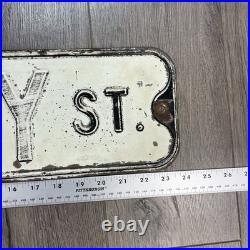 Vintage Embossed Metal Street Road Sign 24 Size Cheery St One Sided White Black