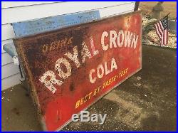 Vintage Embossed R C Cola Large Metal Sign