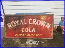 Vintage Embossed R C Cola Large Metal Sign