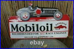 Vintage Enamel Mobil Oil Gargoyle Motor Metal Sign Wall Decor Size 37 cm x 61 cm