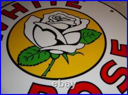 Vintage Enarco White Rose Gasoline 11 3/4 Porcelain Metal Canada Gas & Oil Sign