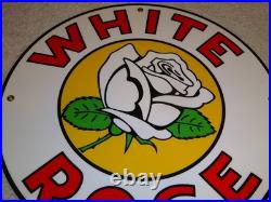 Vintage Enarco White Rose Gasoline 11 3/4 Porcelain Metal Canada Gas & Oil Sign