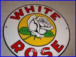 Vintage Enarco White Rose Gasoline 11 3/4 Porcelain Metal Canada Gas & Oil Sign