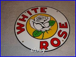 Vintage Enarco White Rose Gasoline 11 3/4 Porcelain Metal Canada Gas & Oil Sign